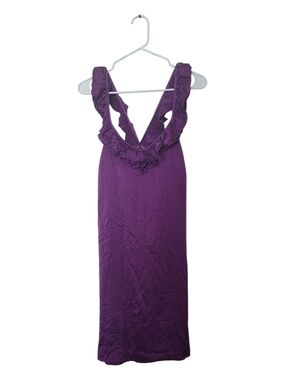 Gianni Bini Purple Ruffle-Trim Midi Dress